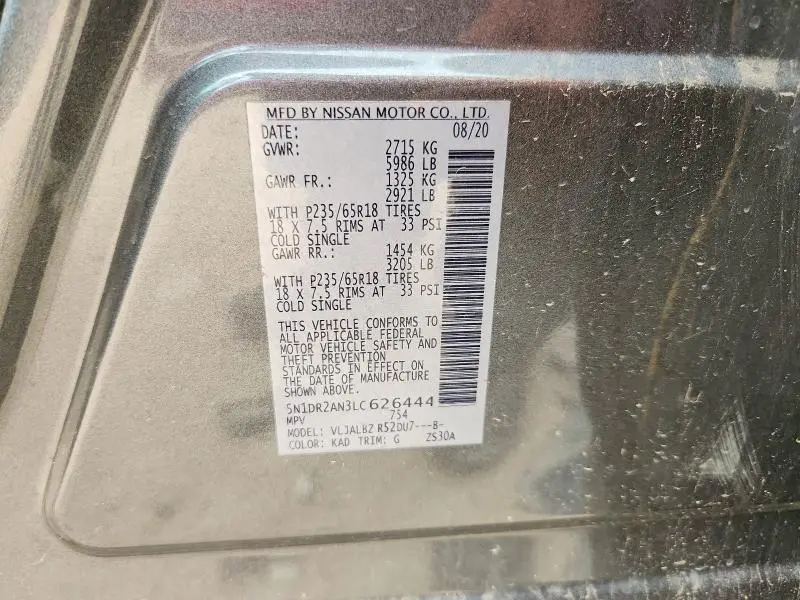 2020 NISSAN PATHFINDER S  