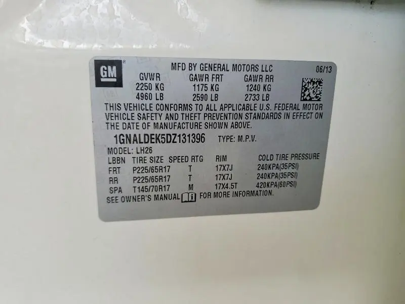 2013 CHEVROLET EQUINOX LT  