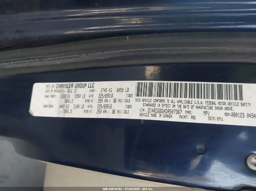 2013 DODGE GRAND CARAVAN AMERICAN VALUE PKG