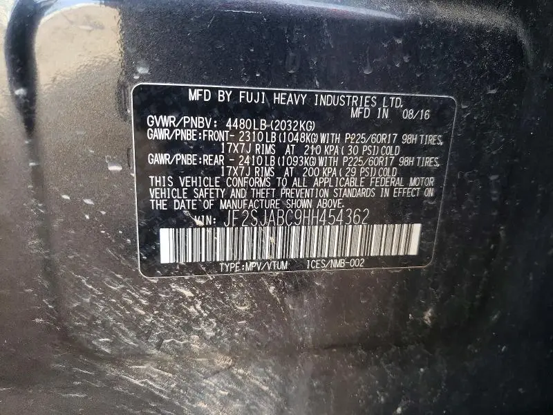 2017 SUBARU FORESTER 2.5I  