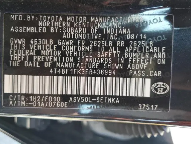 2014 TOYOTA CAMRY L  