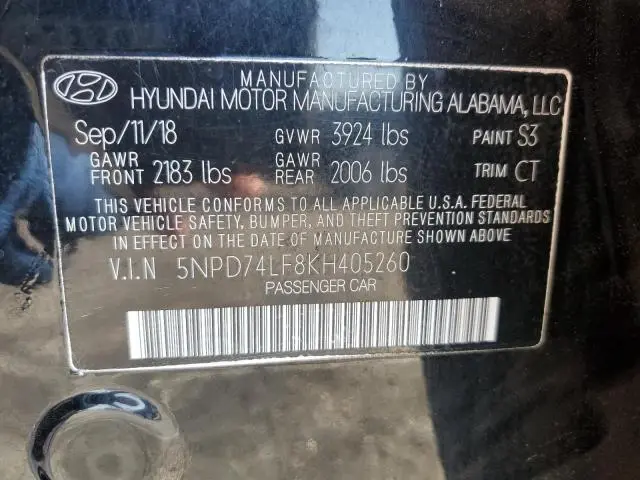 2019 HYUNDAI ELANTRA SE  