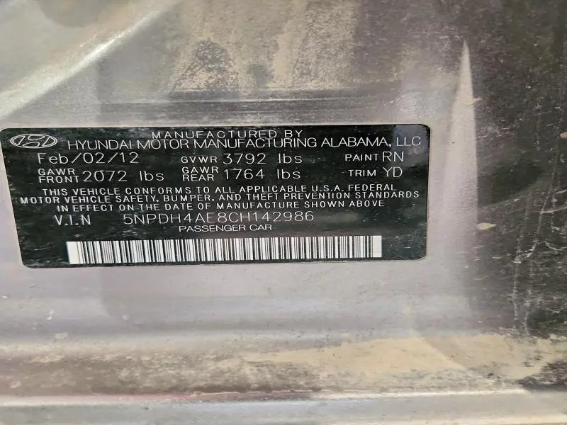 2012 HYUNDAI ELANTRA GLS  