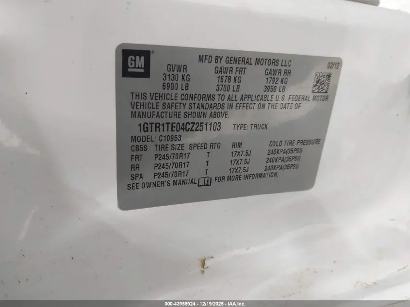 2012 GMC SIERRA 1500 WORK TRUCK