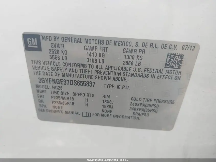2013 CADILLAC SRX LUXURY COLLECTION