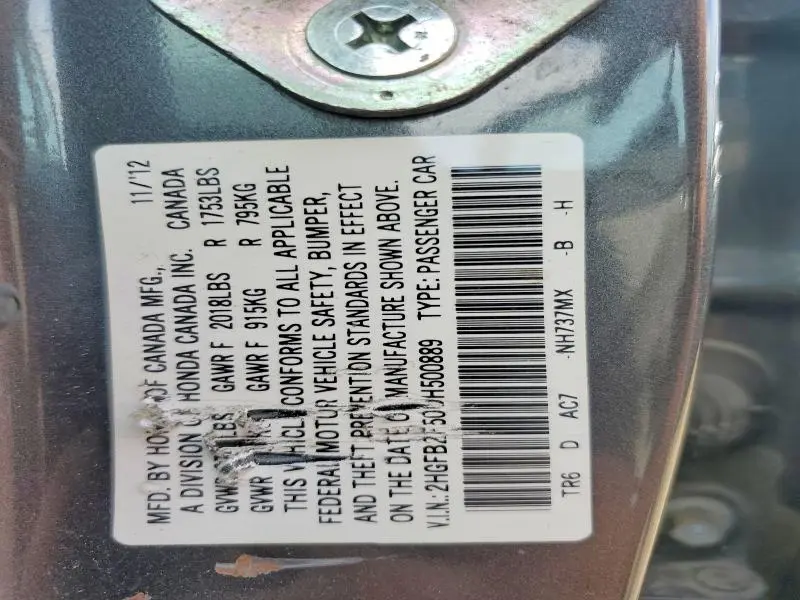 2013 HONDA CIVIC LX  