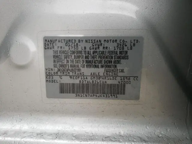 2018 NISSAN VERSA S  