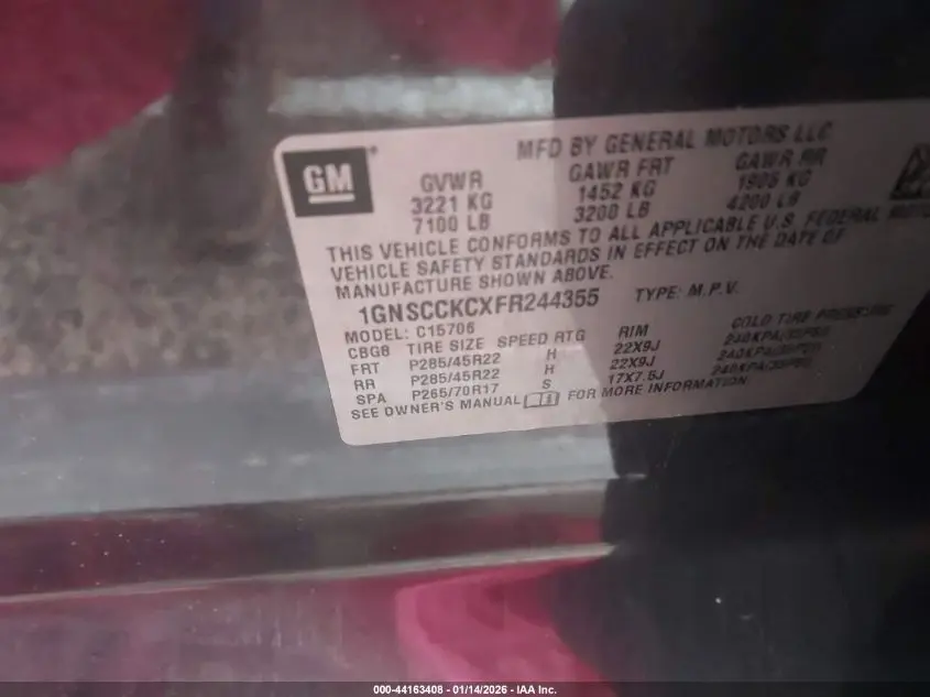 2015 CHEVROLET TAHOE LTZ