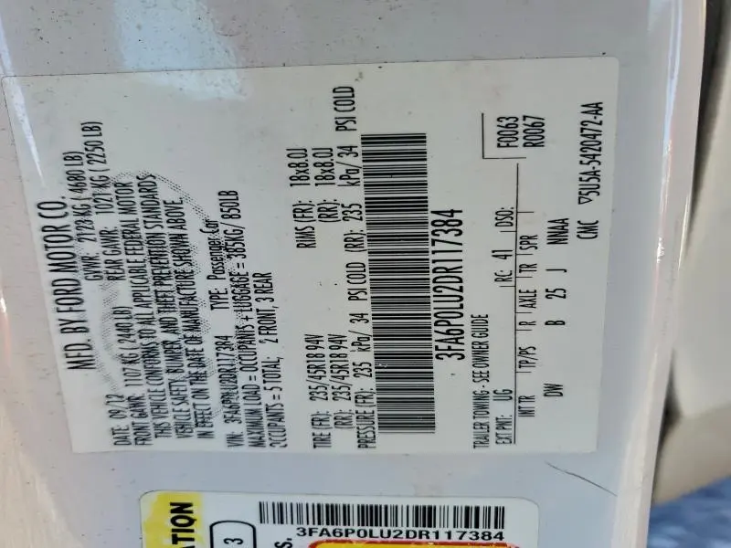 2013 FORD FUSION SE HYBRID  