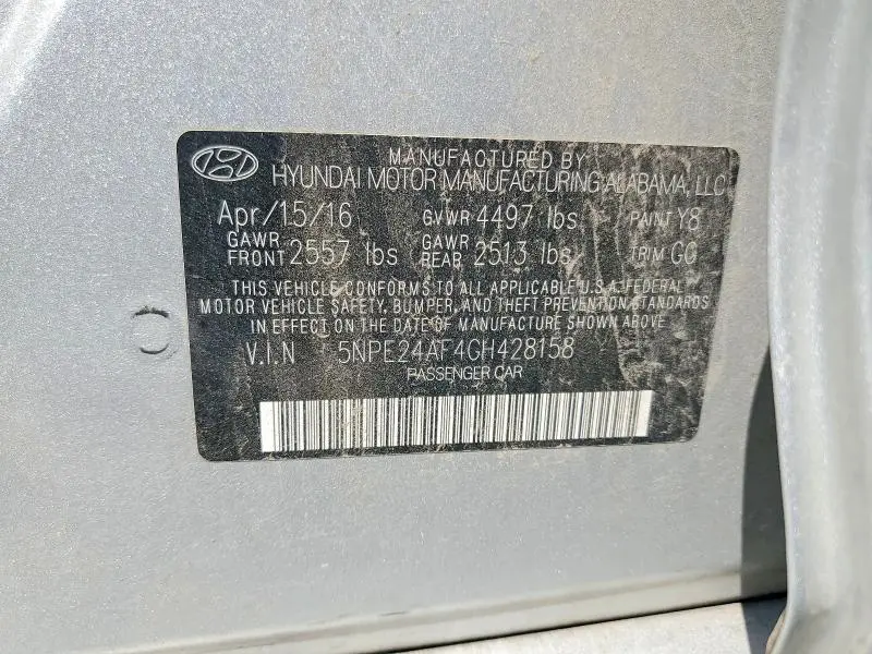 2016 HYUNDAI SONATA SE  