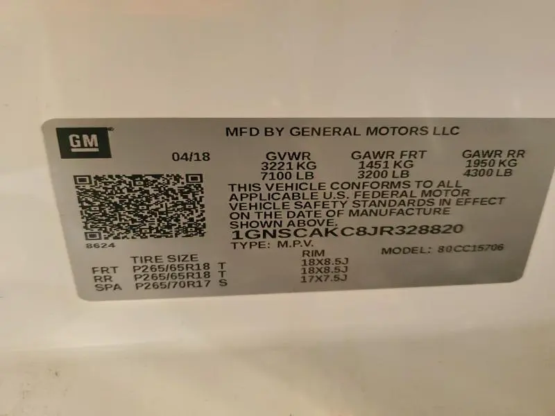 2018 CHEVROLET TAHOE C1500 LS  