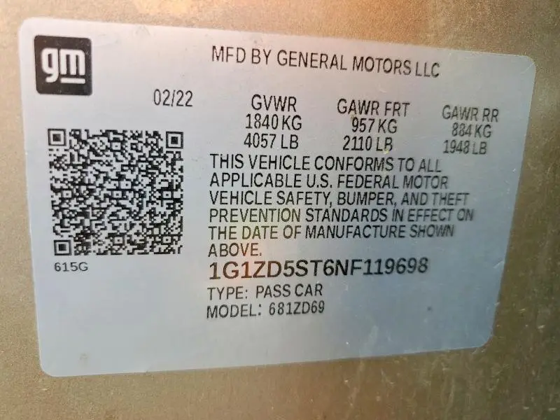 2022 CHEVROLET MALIBU LT  
