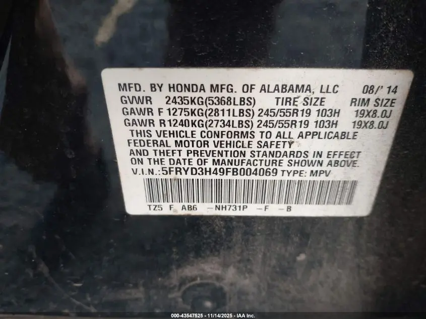 2015 ACURA MDX TECHNOLOGY PACKAGE