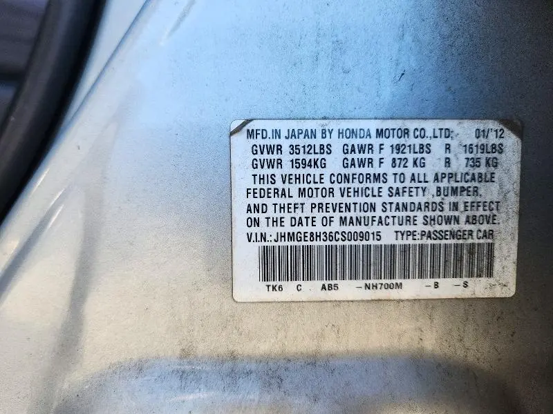 2012 HONDA FIT   
