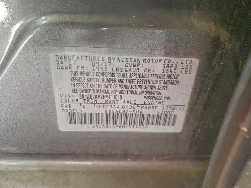 2017 NISSAN SENTRA S  