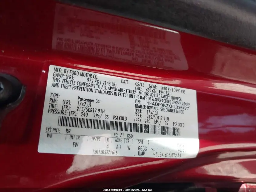 2015 FORD FOCUS SE