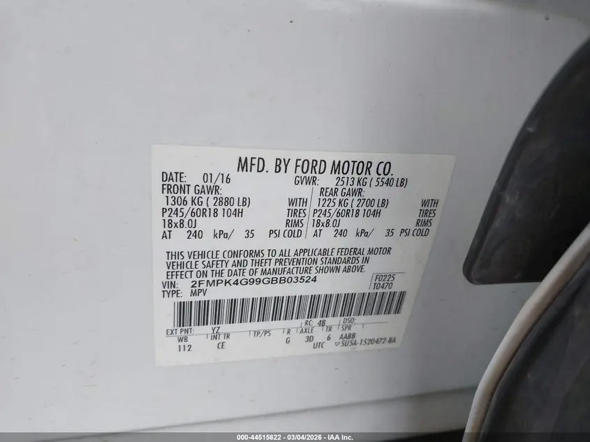 2016 FORD EDGE SE