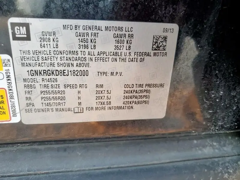 2014 CHEVROLET TRAVERSE LT  