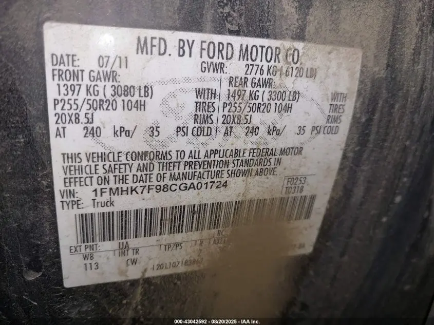 2012 FORD EXPLORER LIMITED