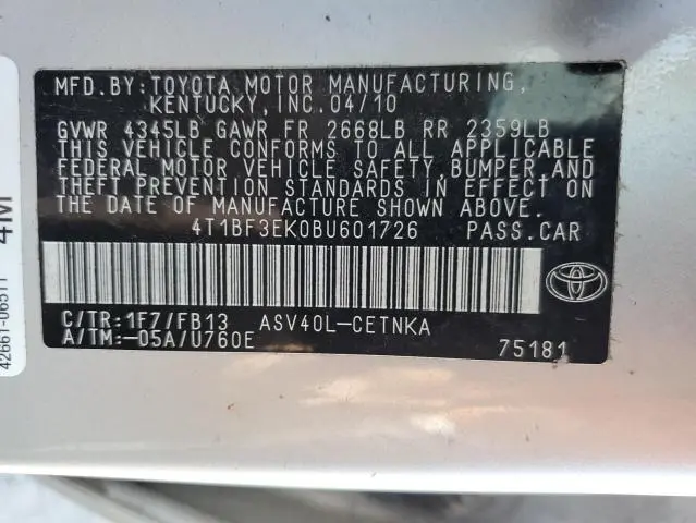 2011 TOYOTA CAMRY BASE  