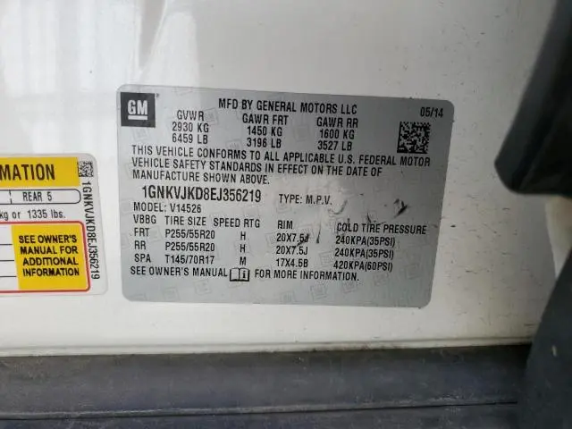 2014 CHEVROLET TRAVERSE LTZ  