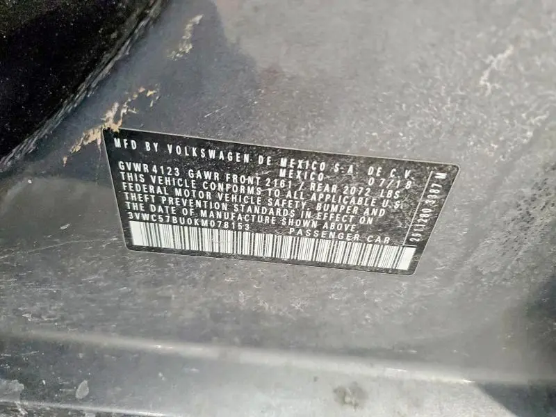 2019 VOLKSWAGEN JETTA S  