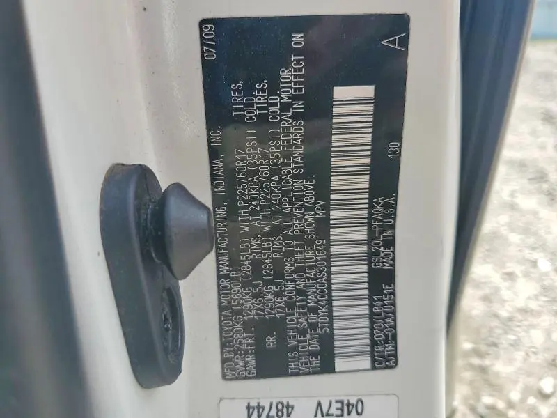 2010 TOYOTA SIENNA XLE LIMITED  