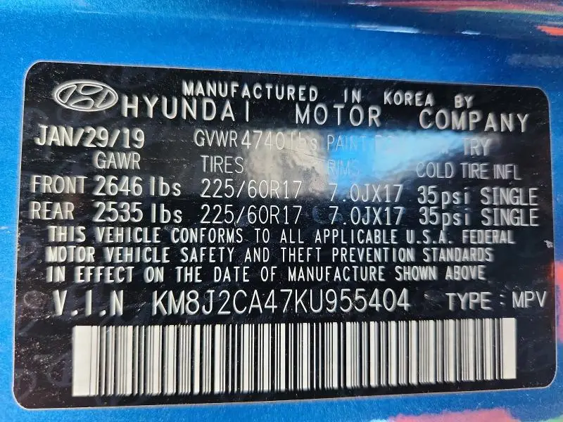 2019 HYUNDAI TUCSON SE  