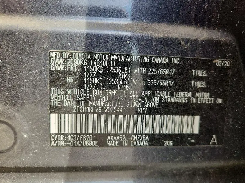 2020 TOYOTA RAV4 LE  