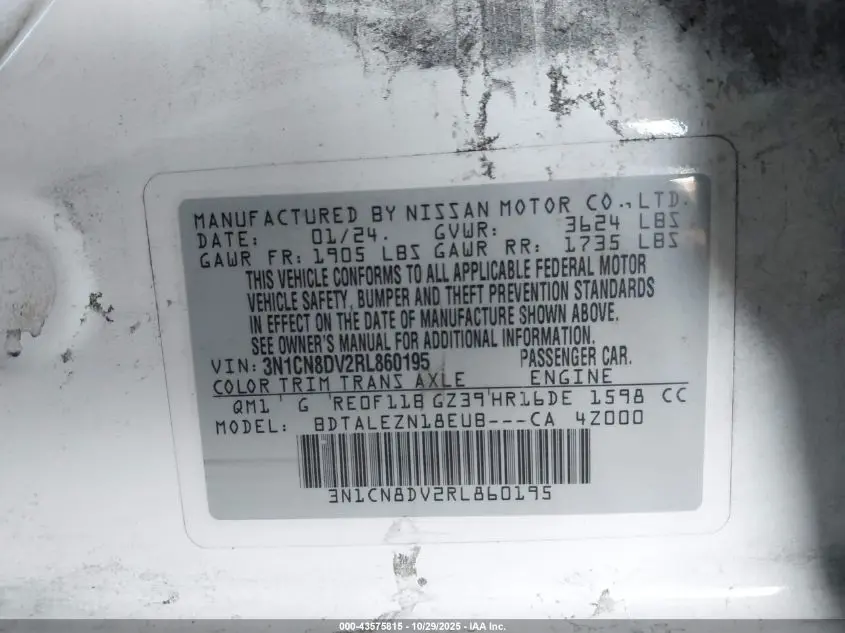 2024 NISSAN VERSA 1.6 S