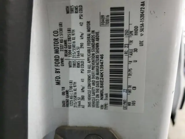 2019 FORD TRANSIT CONNECT XL  