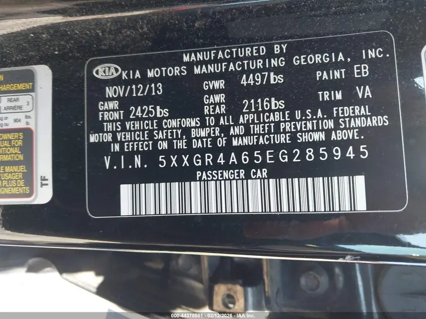 2014 KIA OPTIMA SXL TURBO