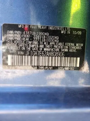 2010 SUBARU IMPREZA 2.5 GT  