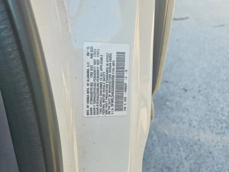 2016 HONDA ODYSSEY EXL  