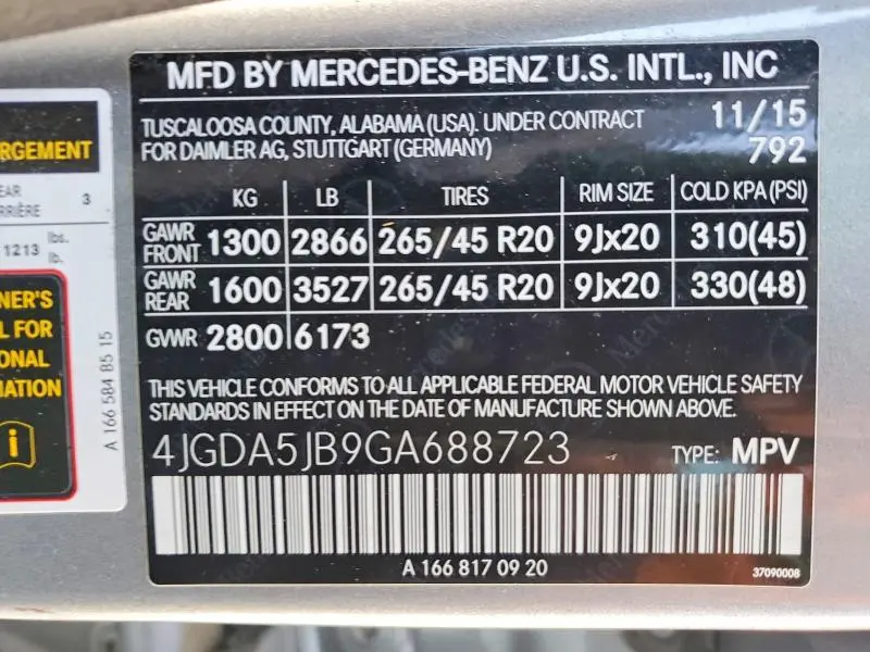 2016 MERCEDES-BENZ GLE 350  