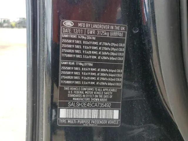 2012 LAND ROVER RANGE ROVER SPORT SC  