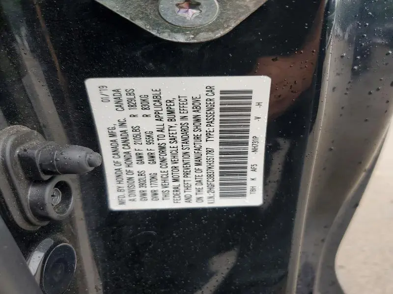 2019 HONDA CIVIC EX  