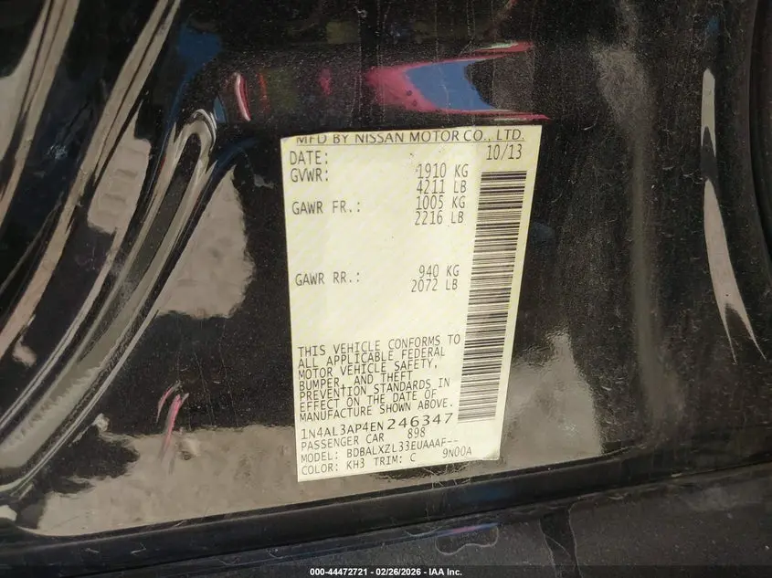 2014 NISSAN ALTIMA 2.5 SL