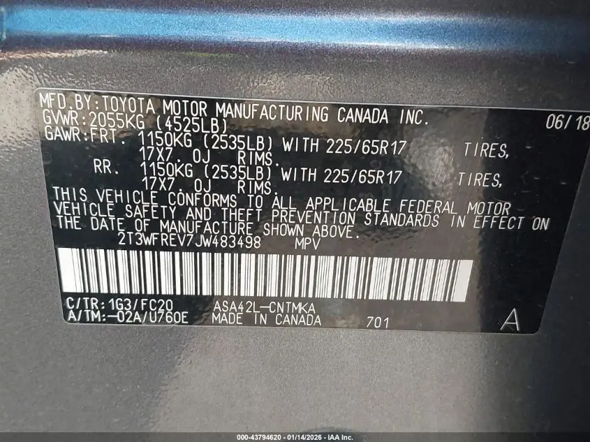 2018 TOYOTA RAV4 XLE