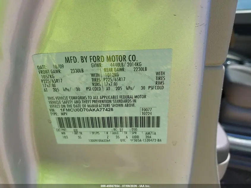 2010 FORD ESCAPE XLT