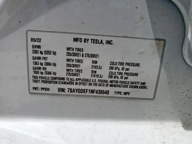 2022 TESLA MODEL Y   