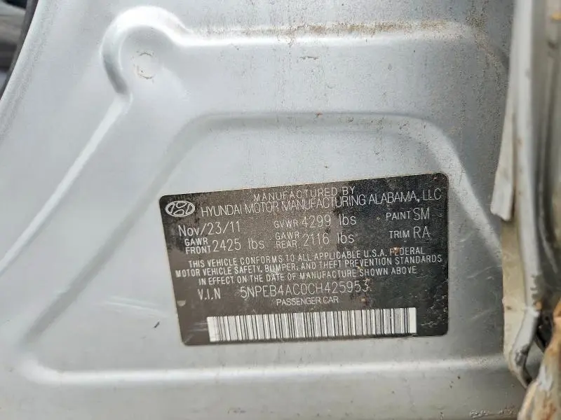 2012 HYUNDAI SONATA GLS  