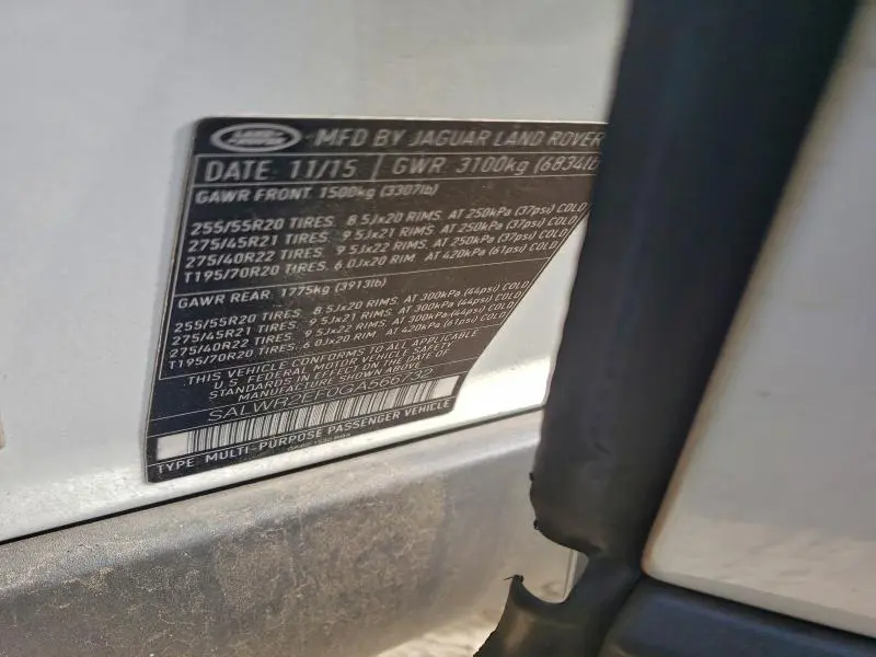 2016 LAND ROVER RANGE ROVER SPORT SC  