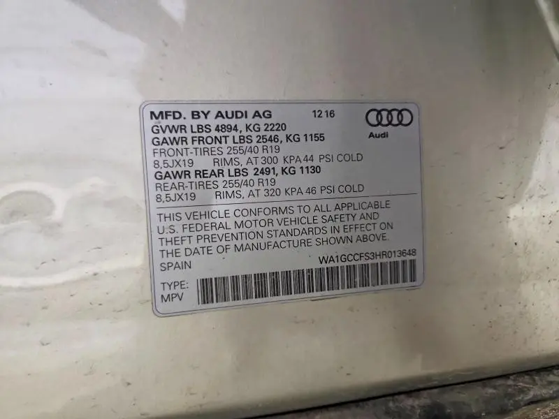 2017 AUDI Q3 PRESTIGE  