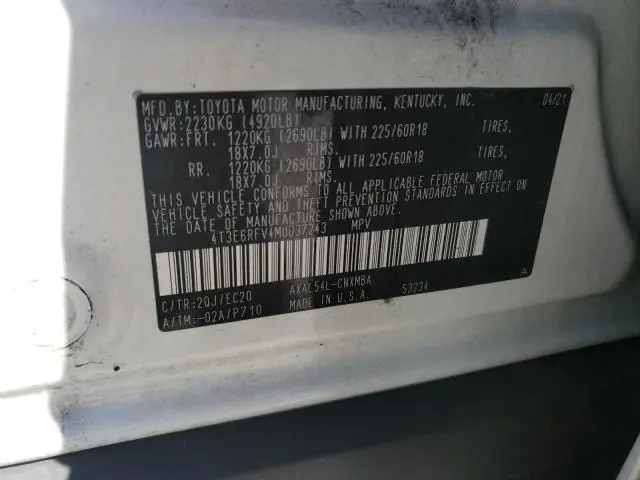 2021 TOYOTA RAV4 XSE  