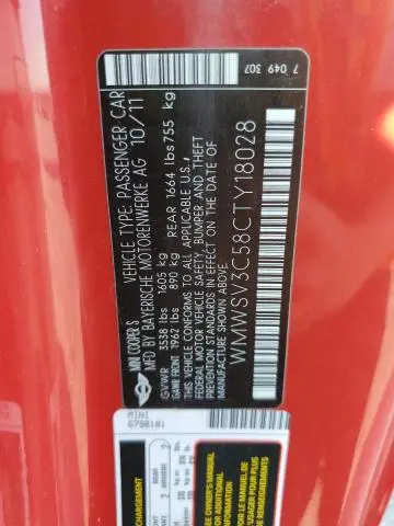 2012 MINI COOPER S  