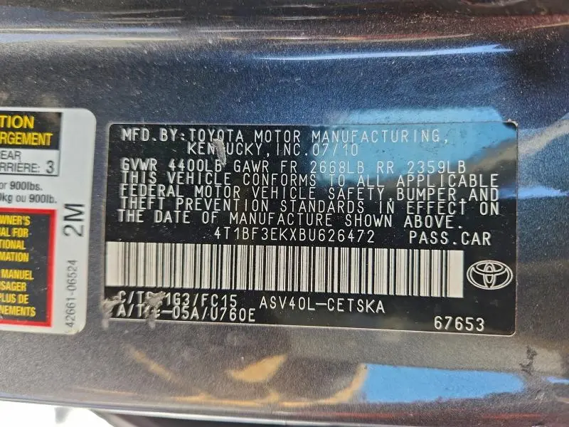 2011 TOYOTA CAMRY BASE  