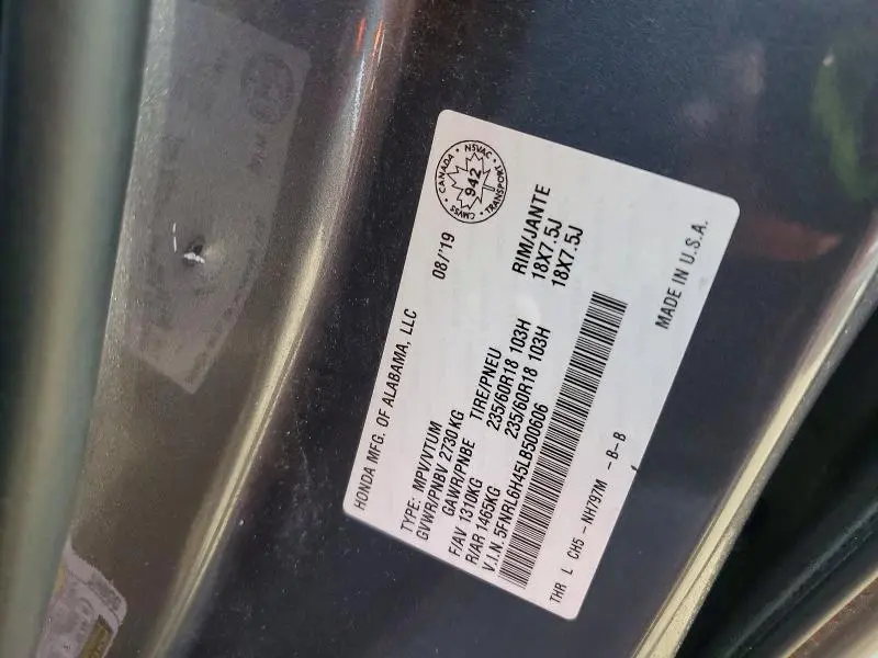 2020 HONDA ODYSSEY EX  