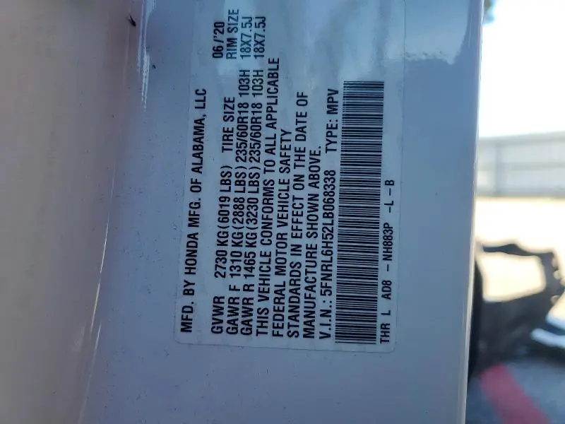 2020 HONDA ODYSSEY EX  