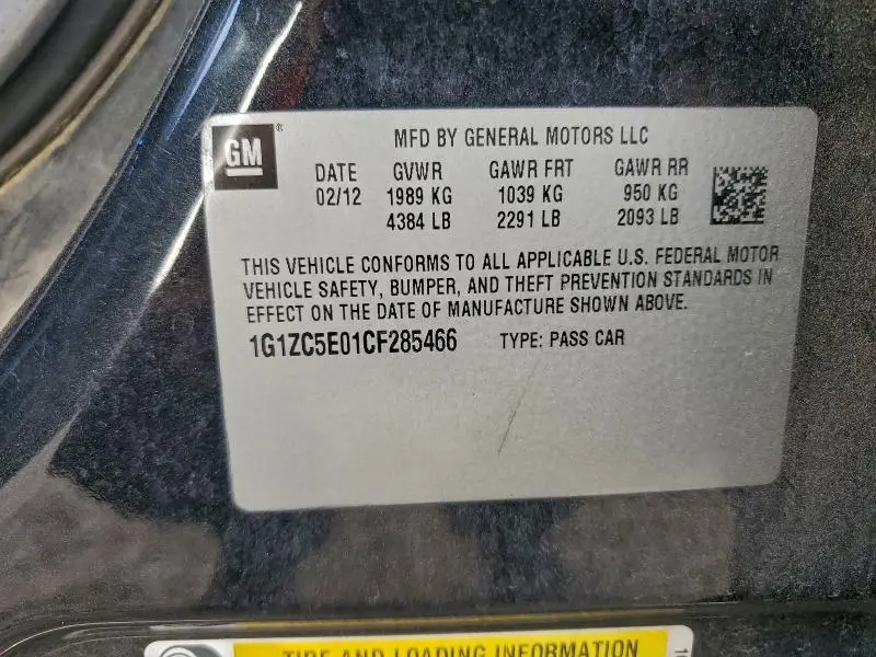 2012 CHEVROLET MALIBU 1LT  